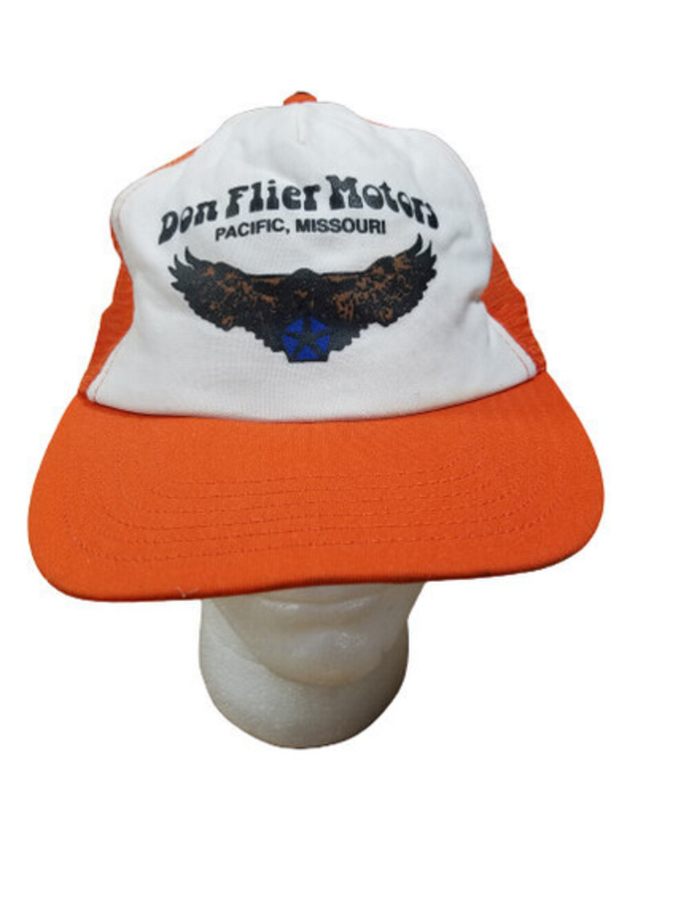 Don Flier Motors Dodge Pacific Missouri Mesh Trucker Hat Snapback Vintage Orange